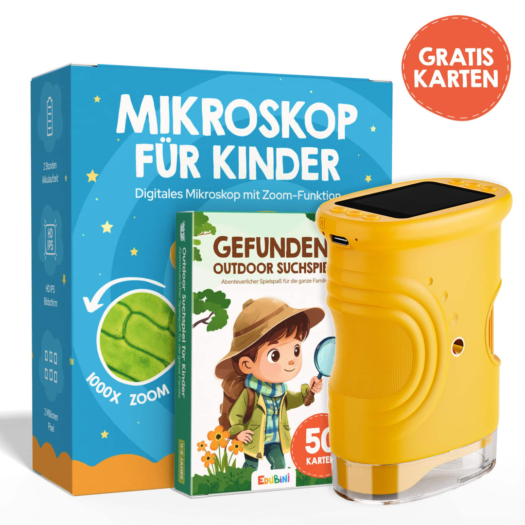 Edubini Abenteuer-Mikroskop für Kinder (+gratis Kartenset)