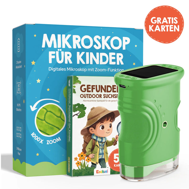 Edubini Abenteuer-Mikroskop für Kinder (+gratis Kartenset)